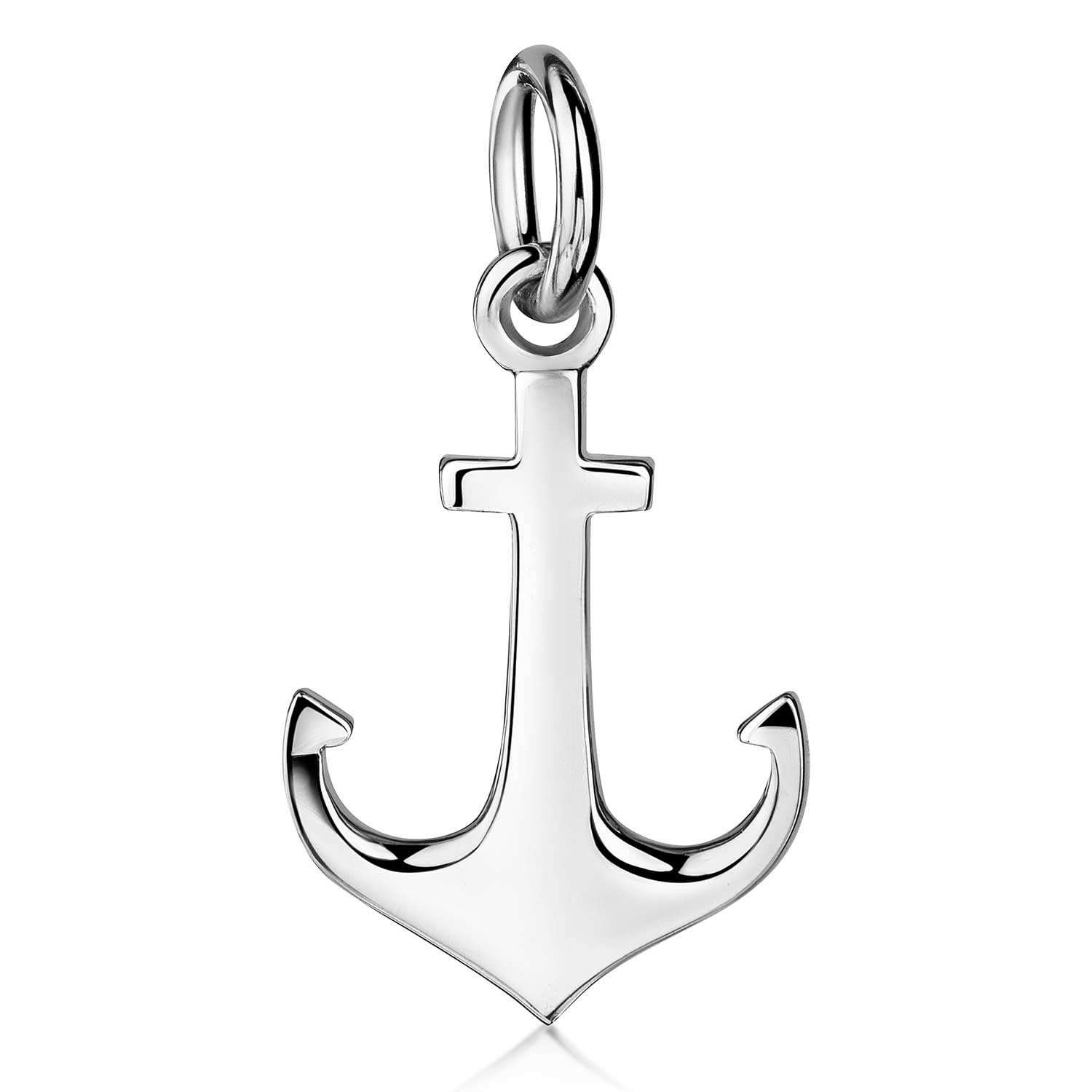 MATERIA by Matthias Wagner Ciondolo piccolo a forma di ancora in argento 925 da donna, con collana, 20 x 10 mm, Argento
