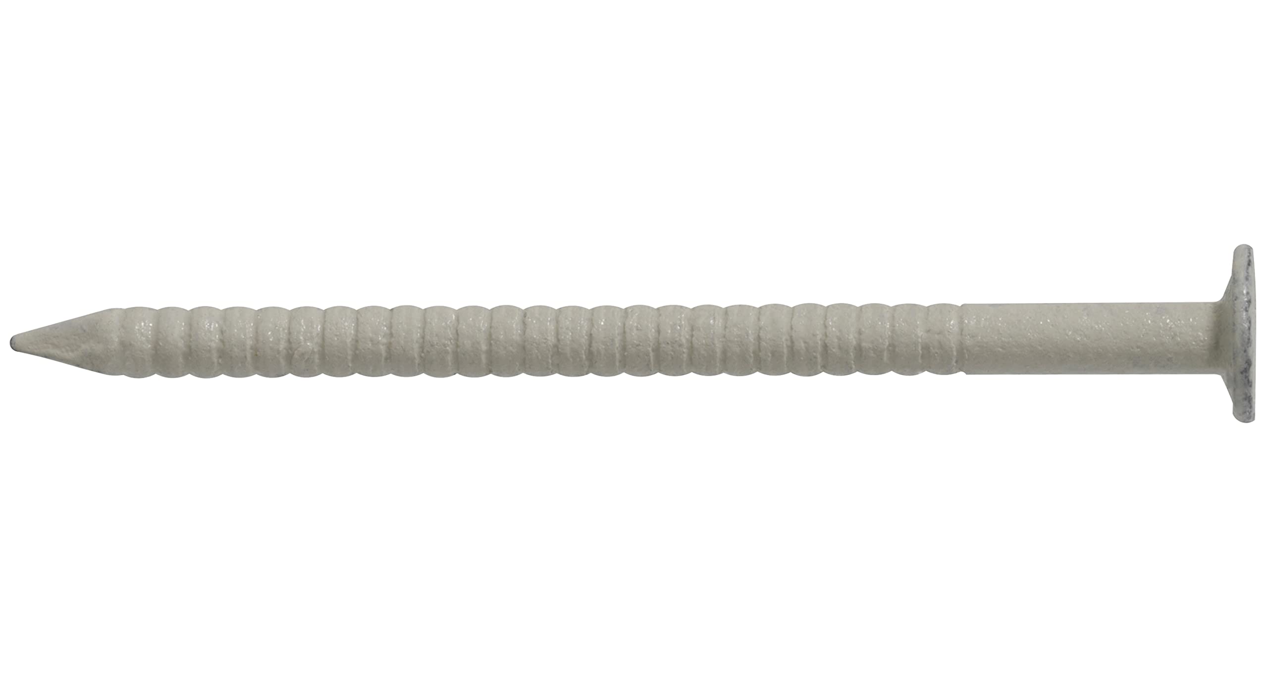 AERZETIX - C64827 - Set di 25 chiodi zigrinati a testa piatta Ø2.3x37mm - chiodo con gambo ad anello - in acciaio A2 - colore avorio - fissaggio lamiere pannelli facciate grondaie legno