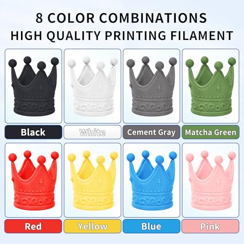 Image of RAMBERY Matte PLA Filament Bundle 1.75mm, 8 Colors 3D Printer Filaments Dimensional Accuracy + /- 0.02mm, 8 Pack Multicolors Fit Most FDM Printers, 200gX8 Spools