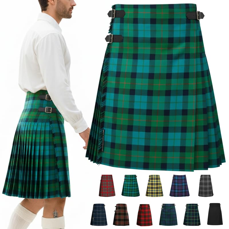 Men’s 5 Yard Tartan Kilt - Authentic Scottish Tartans - Adjustable Leather Straps, Soft Non-Itchy Fabric, Comfortable Fit - Wedding, Stag Party & Formal Wear Kilt