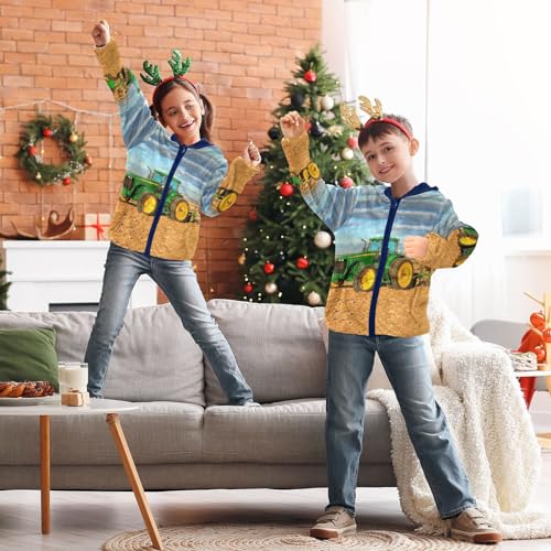 Image of Boys Fleece Jacket Hooded Autumn Winter Long Sleeve Thick Warm Outerwear;3-10 Years Kids Cute Fuzzy Jacket