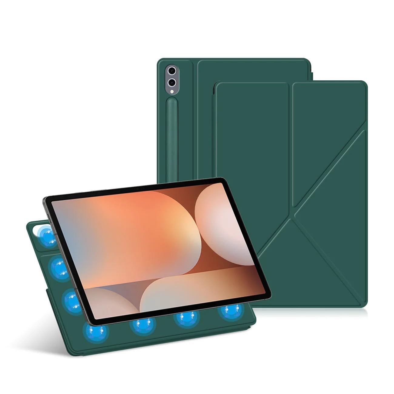 Gruattreay Compatible with Galaxy Tab S10 Ultra 14.6 inch SM-X920/X926 (2024), Powerful Magnetic Attachment, Slim Multi-Angle Stand Case, Auto Wake/Sleep, Durable Protection (Dark Green)