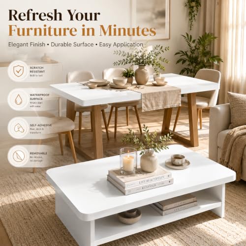Image of HOME13 White Contact Paper White Peel and Stick Wallpaper Matte Self Adhesive Waterproof Vinyl Roll for Bathroom Kitchen Backsplash Cabinets Shelf Liners Drawers (20x50 Inch)