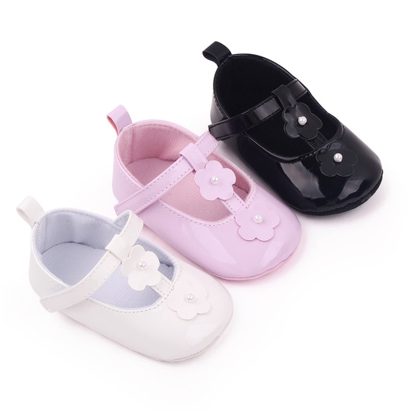 Infant Girls Baby Newborn Sneakers Cute Flower Design Walking Shoes Flat Dress Shoes Classic Baby Girl (Red, 4 Infant)