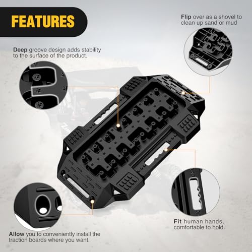 Image of Nilight Recovery Offroad Traction Boards Mini Short Emergency Tire Tracks Mats For 4WD 4X4 ATV UTV on Mud Sand Snow (2PCS Black)