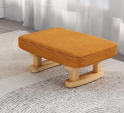 座椅子 法事 椅子 和室 和チェア 軽量 ロースツール クッション付き 無垢材 スクエアスツール ホーム リビング ソファ 足置き 快適 シューズスツール シンプル クリエイティブ 軽量 無垢材 (オレンジ)