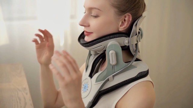 Image of Neck Traction Device by Air Collar - Neck Stretcher - Cervical Traction Device - Neck & Shoulder Pain Relief - Stretcher Collar for Improved Spine Alignment (2nd Gen Electric Pump) - See Size Chart*