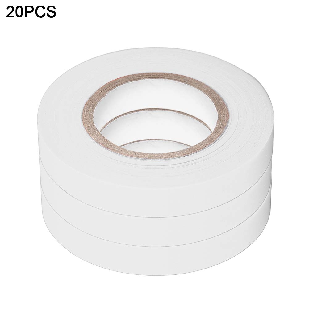 20pcs Stretch Tie Tape Plant Ribbon Green Plant Stake Elastic Anti-Aging Garden Tools Tape for Grape Tree Tomato Cucumber Plant(White)