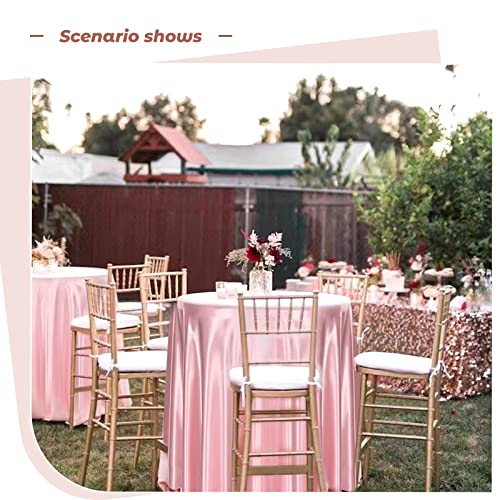 12 Pcs 108 Inch Rose Gold Round Satin Tablecloth Premium Silky Table Cloth Smooth Fabric Tablecloth Cover Bright Sikly Satin Tablecloths For Wedding Party Banquet Big Event Kitchen Dining Table Covers #TOP4