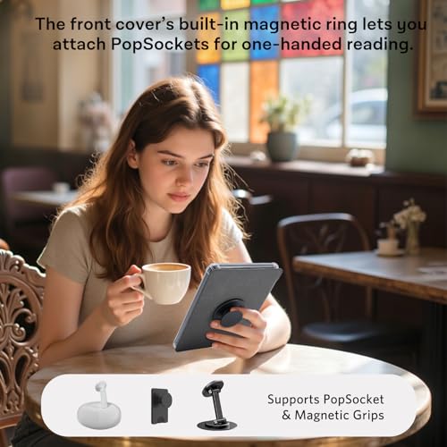 Image of CoBak Magnetic Clear Case for 7 inch E-Reader - Compatible with iPhone MagSafe, for PopSockets Grips, for Belkin /Anker Wireless Charging Pads and Magnetic Stand,Black Glitter
