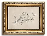 LHHJDIO Vintage Gold Framed Wall Art Minimalist Line Bird Canvas Art Farmhouse Sketch Picture Wall Decor Rustic Nature Painting Art Prints for Living Room Bedroom 8'x10'