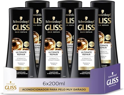 Gliss Gama Ultra Reparación Ultimate Repair Acondicionador para Pelo muy Dañado con Keratina Líquida, 6uds de 200ml (1200 ml)
