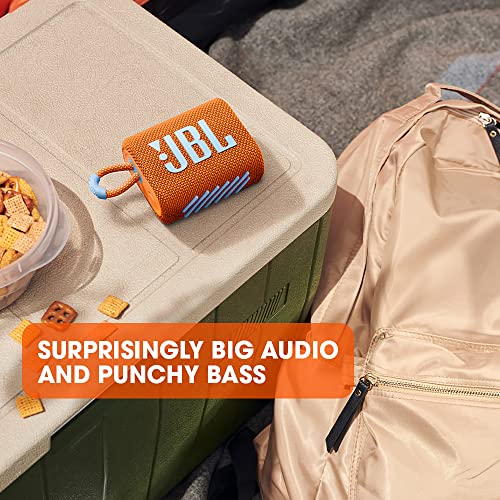 Image of JBL Go 3, Wireless Ultra Portable Bluetooth Speaker, Pro Sound, Vibrant Colors with Rugged Fabric Design, Waterproof, Type C (Without Mic, Orange)