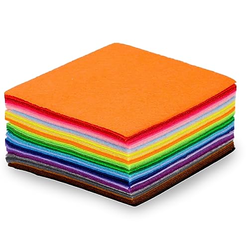 42pcs 6 x 6 inches Felt Fabric Sheets - Fabrics DIY Craftwork Sewing Patchwork, Felt Crafts Assorted Colour Polyester Felt Sheet for Art and Craft