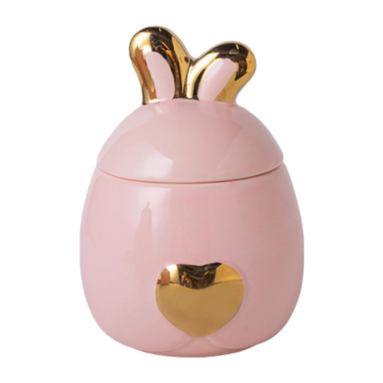 Duuclume Handicrafted Rabbit Ear Ceramic Pet Urns - Sealed Cremation Ashes Holder, Funeral Burial Memorial Keepsake & Pet Coffin (Pink, 440ml)