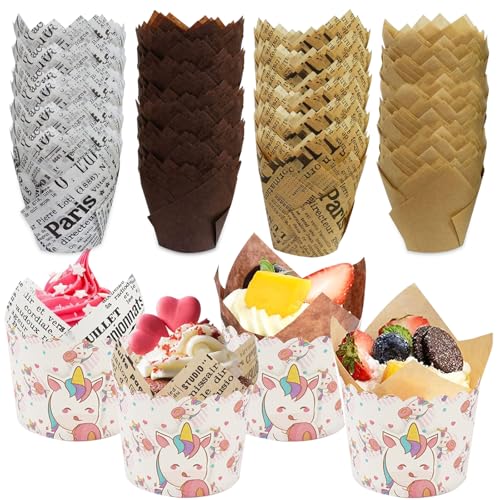Zkaoai Lot de 100 moules à muffins en papier pour cupcakes, muffins, muffins, fêtes, mariages, anniversaires d'enfants