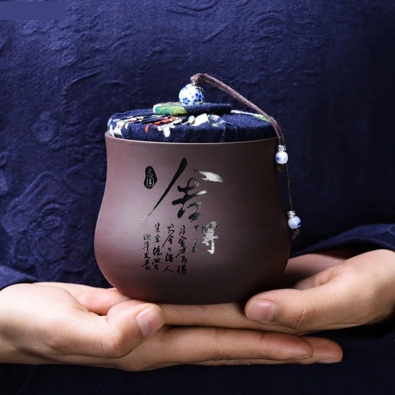 CMBSSTFC Boîtes de Cuisine Boîtes de thé de Sable Violet Pot de Stockage en céramique Boîte à thé Pot scellé Conteneur de thé Pot de Bonbons Organisateur de thé Réservoir de Stockage de Caddie à thé