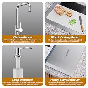 Outdoor Sink, TECASA 21 x 18 inch Drop-in Workstation Kitchen Sink, T304 Stainless Steel Kitchen Bar Sink, Single Bowl Bar Sink with Dust Lid and Faucet, Rv Drop In Sink with Cutting Board Outdoor Sink TECASA 21 x 18 inch Drop in Workstation Kitchen Sink T304 Stainless Steel Kitchen Bar Sink Single Bowl Bar Sink with Dust Lid and Faucet Rv Drop In Sink with Cutting Board