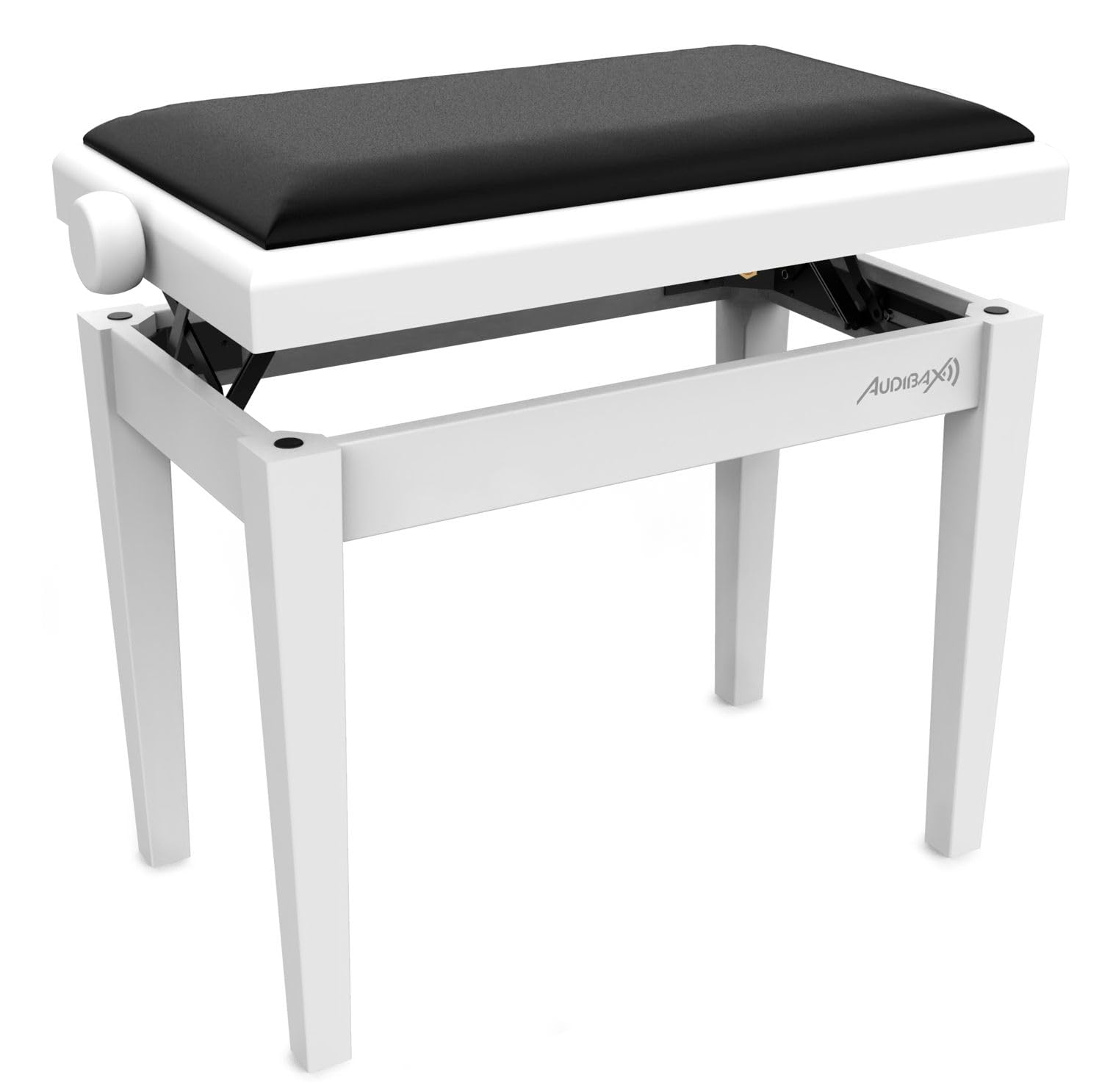 Audibax KB600 White Piano Bench Adjustable Adjustable Keyboard Padded