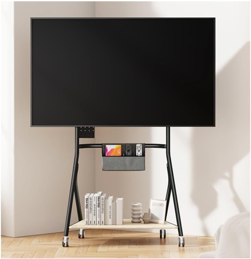 Universal TV Stand with Rolling Wheels, Height Adjustable TV Stand for 45-65 Inch TVs, AV Shelf, Max VESA 400x400mm, Mobile TV Cart(Gold)