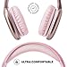 iJoy Ultra Wireless Over-Ear Bluetooth Headphones with Mic, Up to 10 Hours Playtime, Bluetooth Headset 33Ft Range with Backup AUX Cable & SD Slot, Wireless Headphones for Gaming, Work & Gym (Pink)