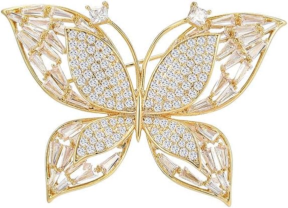 14K Gold Hollow Butterfly Brooch Pin, Unique Cut Animal Collar Pin, Suit Coat Accessory, Gold Pins for Women