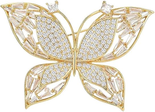 14K Gold Hollow Butterfly Brooch Pin, Unique Cut Animal Collar Pin, Suit Coat Accessory, Gold Pins for Women