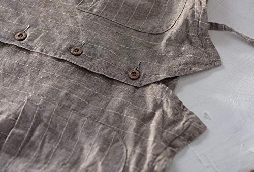 Lazutom Men's Summer Casual Cotton Linen Sleeveless Thin Vest Beach Waistcoat2