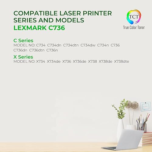 Miniatura 2 de TCT Cartucho de tóner de alta calidad compatible para impresoras Lexmark C736 C736H1KG negro de alto rendimiento funciona con impresoras Lexmark