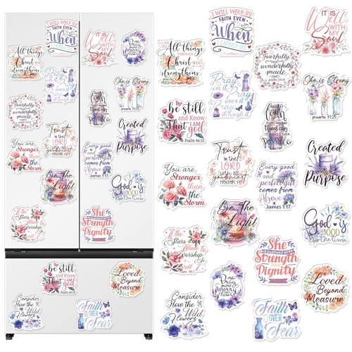 Wxiben Bible Verse Fridge Magnets - 20Pcs Inspirational Christian Refrigerator Magnets Boho Motivational Floral Fridge Magnet Religious Scripture Faith Magnets for Home Office Kitchen Locker Decor