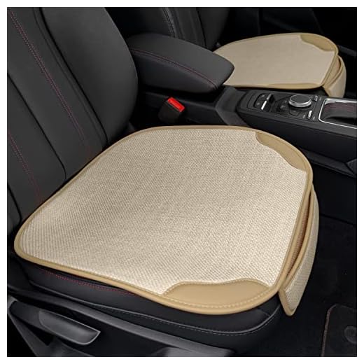 SanQing 2 PCS Car Seat Cover Bottom Linen Fabric Seat Covers for Car Front Seat Cushion Cloth Automotive Seat Protector Mats Universal Fit 95% Vehicles (Beige)