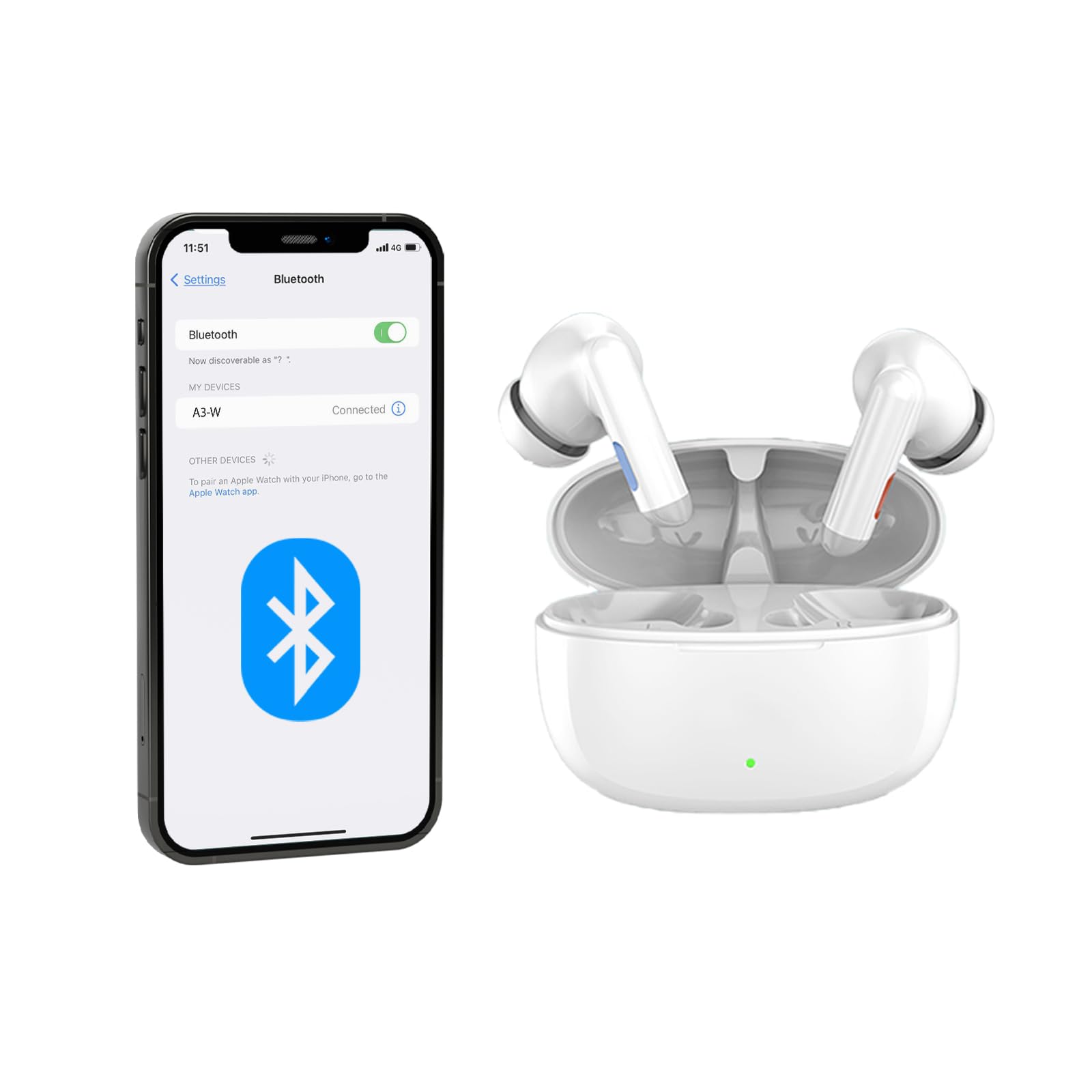 Britzgo Appareil rechargeable avec annulation intelligente du bruit et Bluetooth pour personnes âgées et adultes (A3-Blanc)