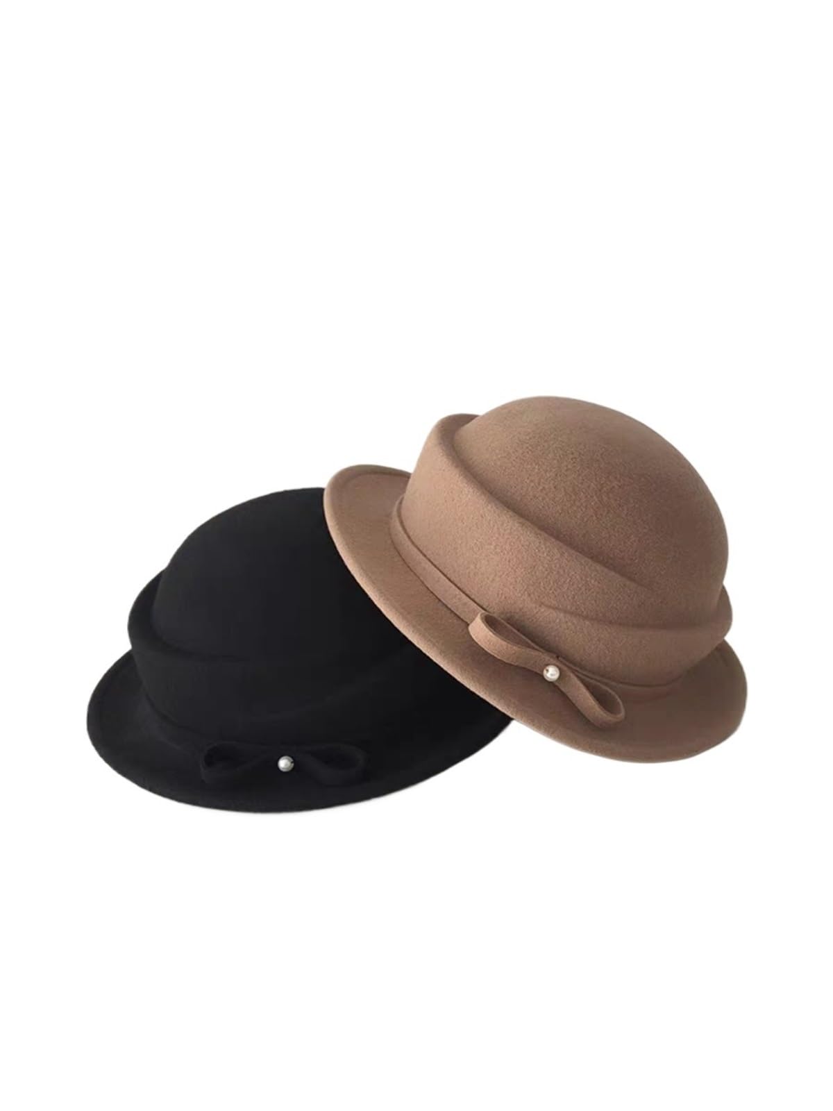 Cappello da donna in feltro di perle retrò autunno e inverno