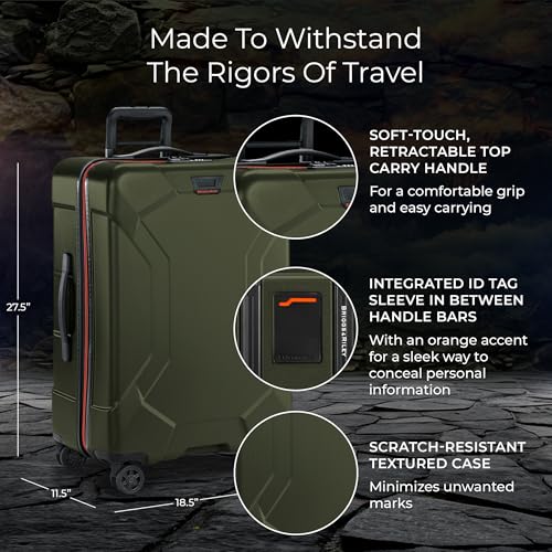 Image of Briggs & Riley 27 inch Medium Spinner - Checked Luggage for Travel, Suitcases with Wheels, Hardside Rolling Bag for Men & Women, Self-Repairing Zipper - Torq Collection, Hunter Green