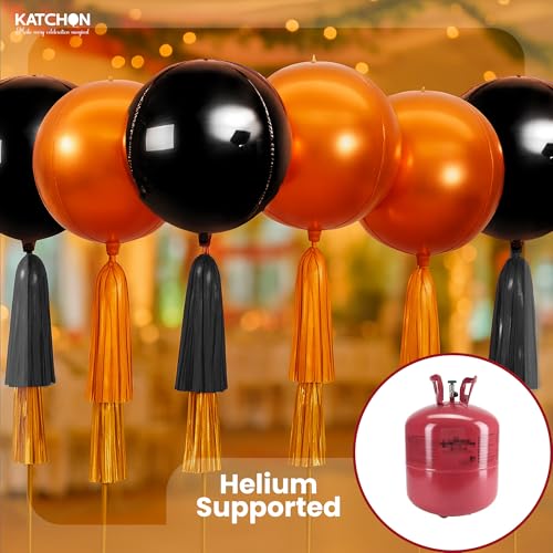Image of Katchon, Huge, Metallic Orange and Black 4D Foil Balloons - 22 Inch, pack of 6 | Halloween Decorations Indoor with Halloween Balloons | Fall Decorations For Home, Thanksgiving decorations Indoor