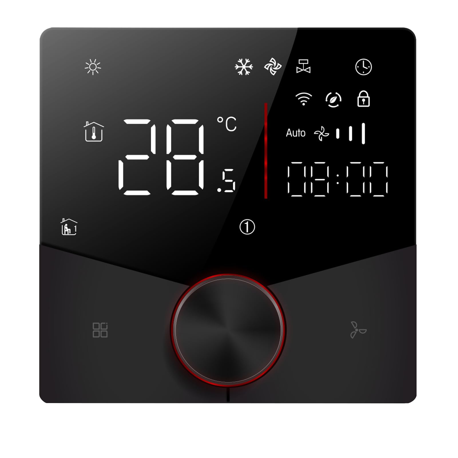 WIFI Thermostat Digital Downish Touch 5 i 2 Programowalne 2 Kontroler Temperatury Klimatyzatora z 8 Efektami Oświetleniowymi i 7 Biegami Tęczowymi dla świątecznej Atmosfery (BLACK)