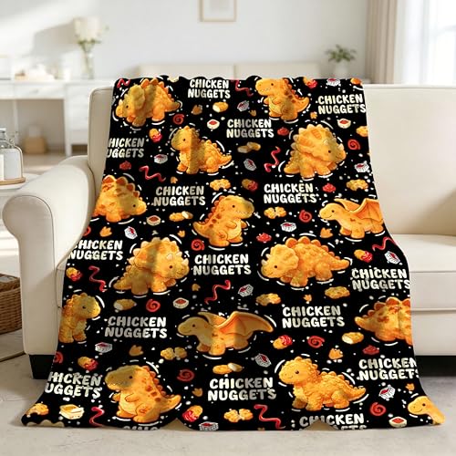 Chicken Nuggets Blanket Dino Nugget Throw Novelty Gifts for Boys Girls Food Lovers Ultra Soft Funny Food Blanket for Bed Couch Camping Decor -40x50 for Throw Size for Kids