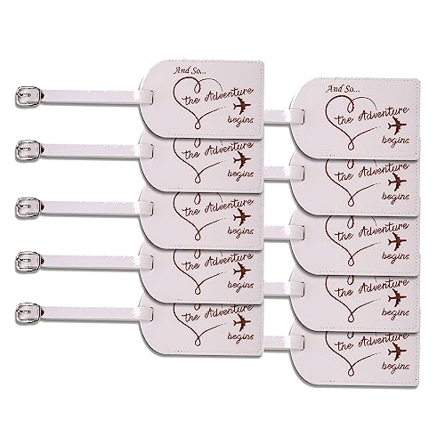 Set of 10 Custom White Leather Luggage Tag, Wedding Favors, Wedding Gift for Guests, Bridal Shower Favors, Traveler Gift