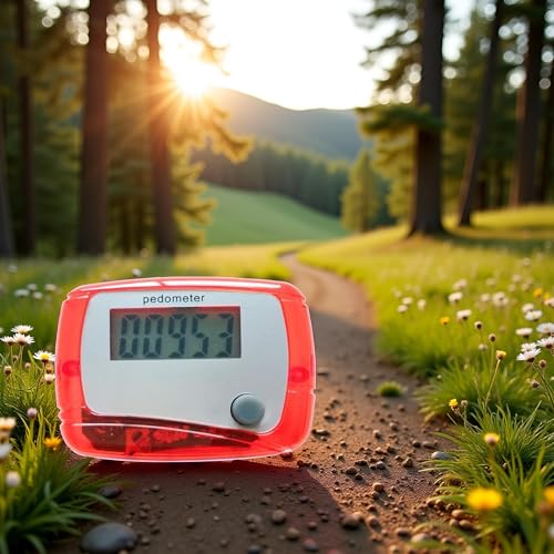Red Portable Counter Mini Digital LCD Pedometer Sports Walking Running Step Meter Walking Distance Miles, Calorie Counter, Daily Target Monitor, Exercise Time