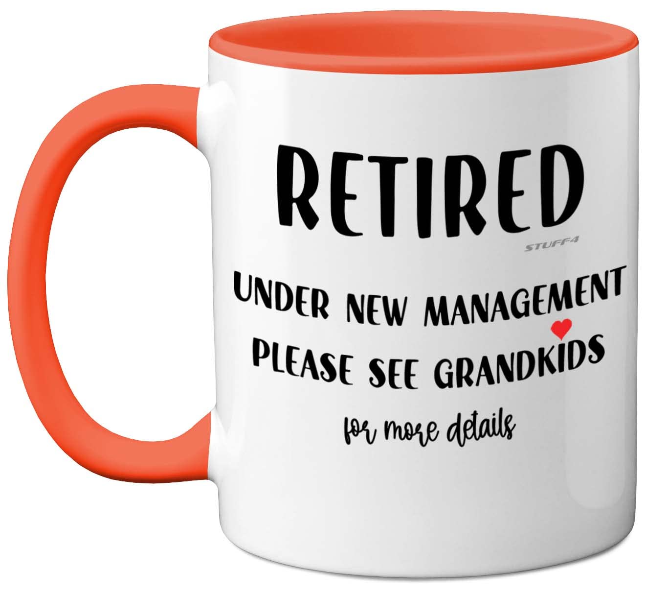 Stuff4 Funny Retirement Mugs - 11oz Orange Ceramic Coffee Mugs, Happy Retirement for Men & Women, Leaving Gifts for Colleagues