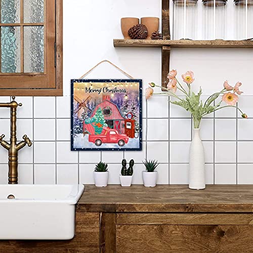 Placa de madera envejecida CustonCares decorativa con diseño de gasolinera roja 6