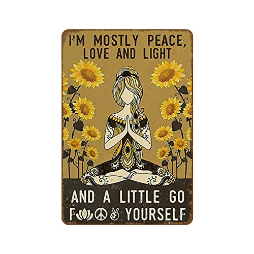 graman I'm Mostly Peace Love and Light and A Little Go F Yourself Poster No Frame Hippie Girl Poster Yoga Girl Vintage Wall ArtNovelty Tin Metal Sign Plaque Bar Pub Vintage Retro Wall Decor 8x12in