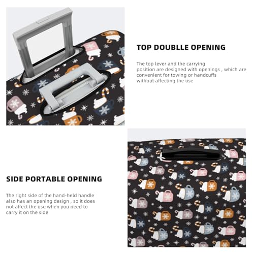 Snowflake Cream Hot Cocoa Print Luggage Cover For Suitcase,Washable Elastic Travel Suitcase Protector With Zipper Closure And Bottom Buckle – Fits 18-32" Luggage-X-Large3