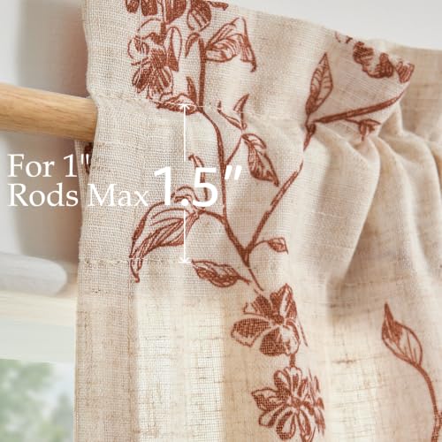 Image of jinchan Terracotta Linen French Door Curtain 40 Inch Rod Pocket 1 Panel