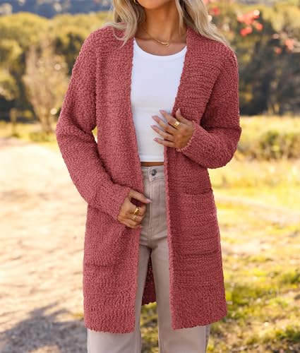 Image of MEROKEETY Women's Long Sleeve Soft Chunky Knit Sweater Open Front Cardigans Outwear Coat