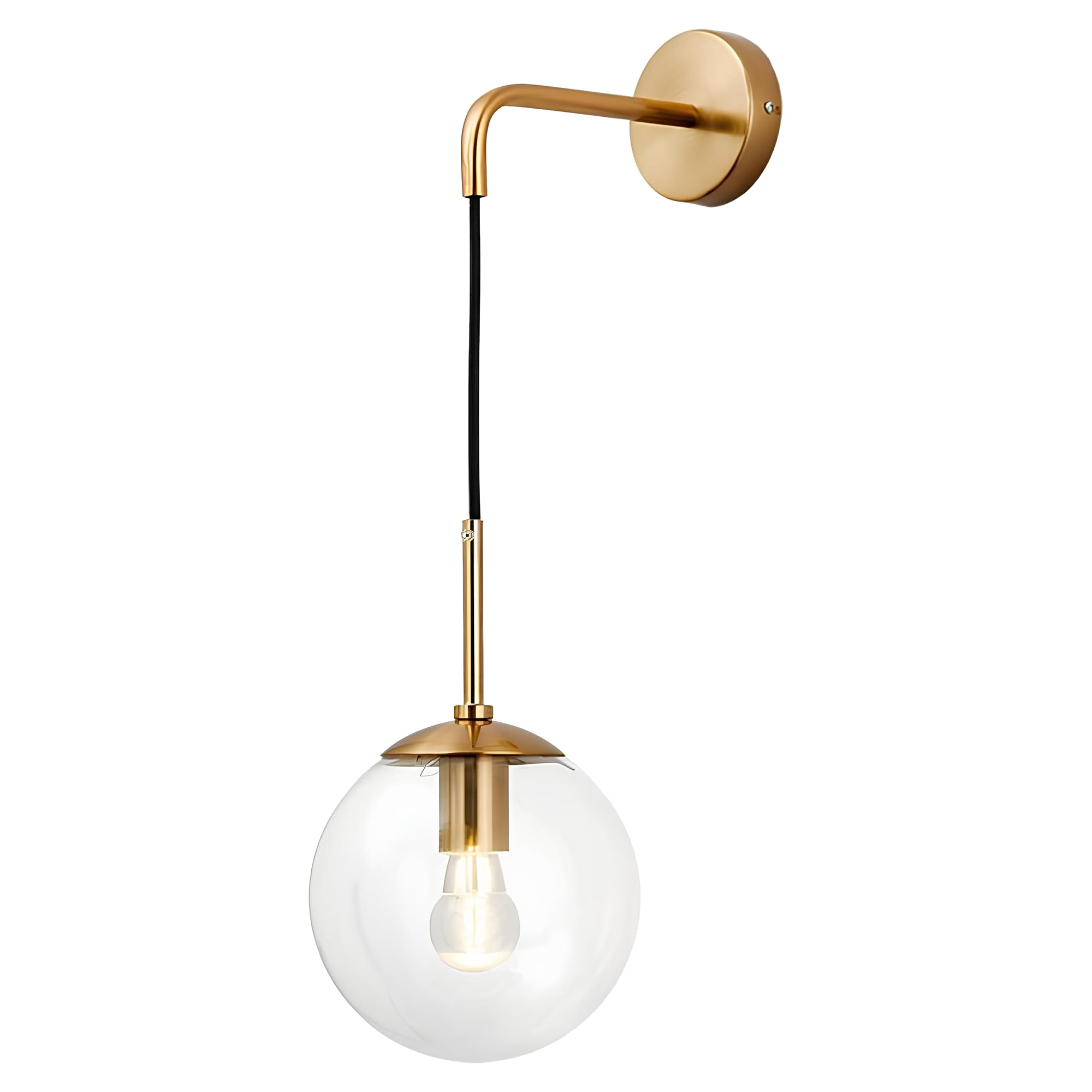 Mossodor Copper Modern Wall Sconce Vintage Lamp Globe Clear Glass Fixture Retro Light Shade/ (, 20Cm)