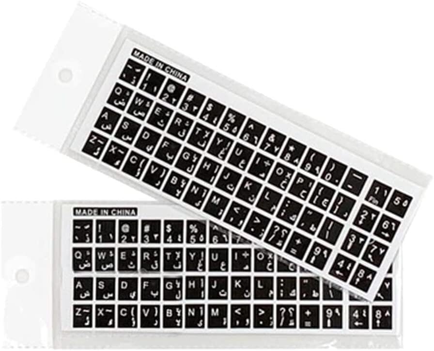 Arabisch gelamineerde toetsenbordstickers met gele letters op transparante achtergrond voor pc, desktop, laptop, netbook, notebook