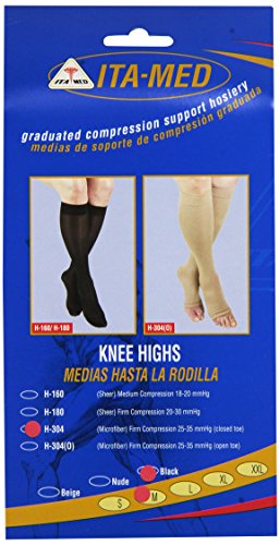 Image of ITA-MED I H-304(3) M BL Microfiber Knee Highs, Black, Medium