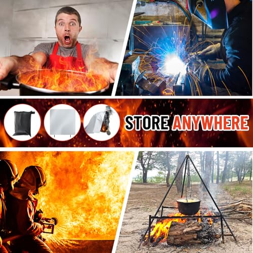 Image of Fireproof Lithium Battery Cover for E-Bike & E-Scooter Fire Suppression Blanket for Battery Storage Charging Protection, Heat Resistant Safety Cover for Garage Home Emergency(59 x 59 Inch)
