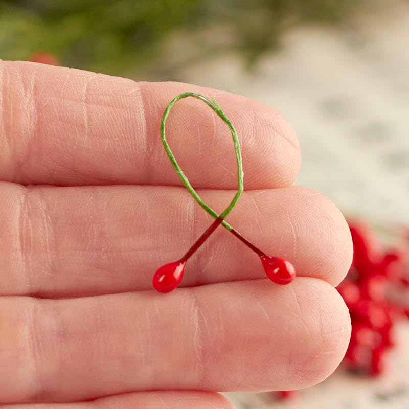 Factory Direct Craft Bulk Buy of 280 Double Artificial Red Holly Berry Stamens